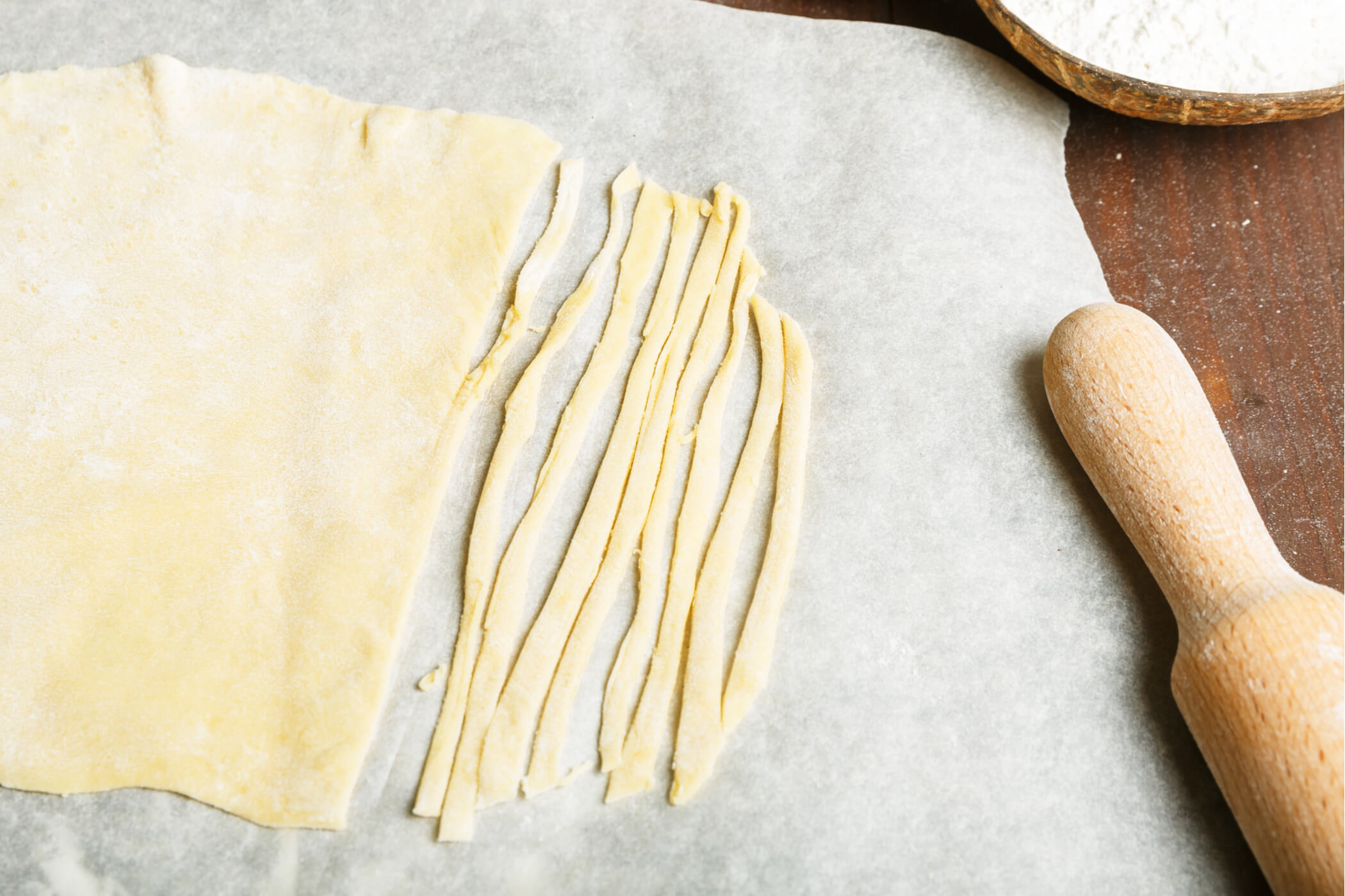 cut fresh pasta dough