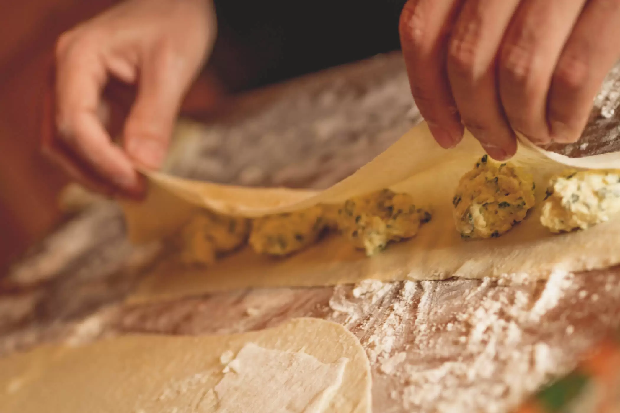 preparing ravioli